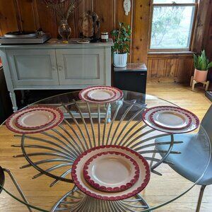 Late Afternoon Pink Scallop salad + dinner plates